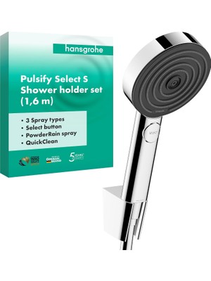 Vera Concept Store Pulsify Select S Duş Seti, Hortumlu ve Tutuculu Duş Başlığı, 3 Püskürtme Türüne Sahip Duş Başlığı, Krom