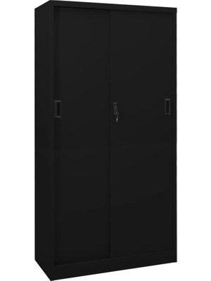 Vera Concept Store Siyah Çelik Ofis Saklama Dolabı, Sürgülü Kapılı, 90 x 40 x 180 Cm, Metal Dosya Dolabı, Ayarlanabilir Raflar, Güvenli Kilit, Evraklar ve Ofis Malzemele