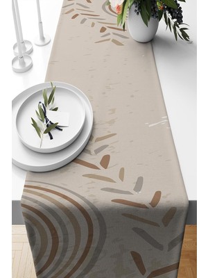 Vera Concept Store Modern Tasarım 3D Dijital Baskılı Dekoratif, Hediyelik, Yumuşak Dokulu, Amerikan Servisi 140X40 cm Runner. (Bej Bakır)