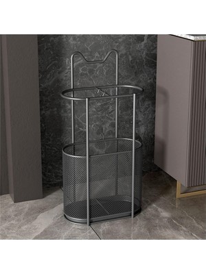 Vera Concept Store Iç Mekan Şemsiyesi Standı, Siyah, Şık Giriş Şemsiyesi Sepeti, Kamış ve Dübel Desenli Saklama Sepeti (Renk: Siyah)