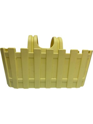 Vera Concept Store Sarı Plastik Çit Tasarımlı Balkon Saksısı, Asılabilir Çiçeklik, Dekoratif Bahçe Aksesuar 28X12
