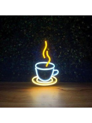 Vera Concept Store Kahve Fincanı Neon Işıklı Tablo, LED Duvar Dekoru