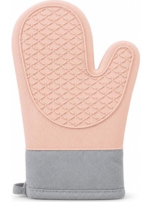 Vera Concept Store Premium Fırın Eldiveni, Isıya Dayanıklı Silikon, 250°C Koruma, Kaymaz Yüzeyli, Pamuk Astarlı, 28X18 Cm, Tekli (Pudra Pembe)