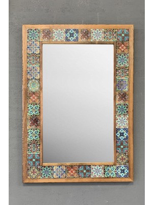 Vera Concept Store Oscar Stone Decor Masif Çerçeveli Mozaik Taş Ayna 43X63 cm Morocco Etnik Desen Dresuar Aynası AYN4060-072