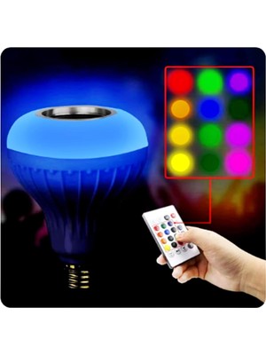 Vera Concept Store LED Ampul E27 Rgb Renk Değiştiren Uzaktan Kumanda Kontrollu Bluetooth Müzik Hoparlörü Ampul Çok Renkli