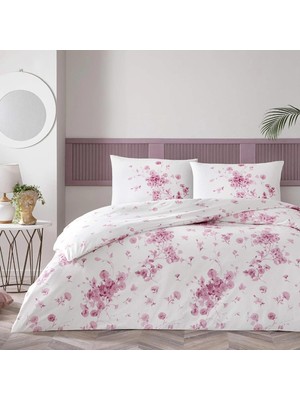 Vera Concept Store Taç Marian Renkli Klişe Pamuk Nevresim Takımı, Pembe, Tek Kişilik