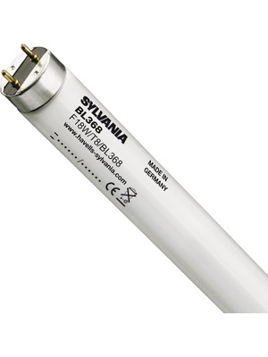 Vera Concept Store Sylvanıa T8 Siyah Işık Tüpü Lamba, G13 Duy, 18 Watt, BL368 Siyah Işık, 10000 Saat Kullanım Ömrü, Doğrusal Şekil, 26 mm Çap, 600 mm Uzunluk, Siyah Pist