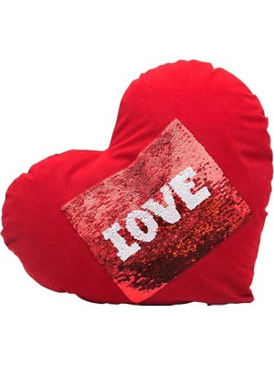 Vera Concept Store Kırmızı Sihirli Pullu Love Yastık Kılıfı Kırmızı LOR947457593837