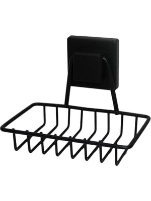 Vera Concept Store Siyah Metal Katı Sabunluk, Kare Güçlü Yapışkanlı, 11X12.5X11 cm