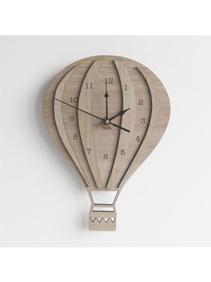 Vera Concept Store Lazer Kesim Ahşap Çocuk Odası Balon Doğal Duvar Saati 30X30CM