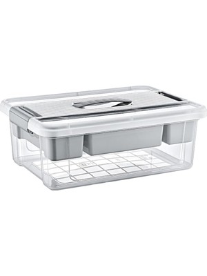 Vera Concept Store Büyük Boy Bölmeli Organizer Kutu 12 Litre - Şeffaf Tasarım Saklama Kabı - Ev Araba Saklama Kutusu - Ev Banyo Düzenleyici, Dolap Düzenleyici, Saklama,