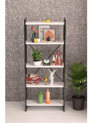 Vera Concept Store Kitaplık 5 Raflı Beyaz 180 cm