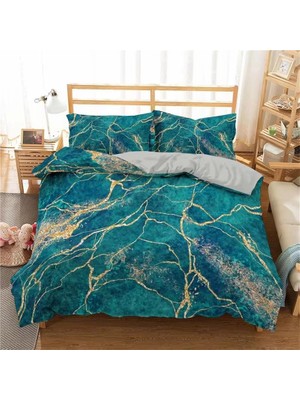 Vera Concept Store King Size Nevresim Takımı Yeşil Mermer Nevresim Fermuarlı Nevresim Takımı Aldults Çocuklar Için Yumuşak Hipoalerjenik Mikrofiber Yorgan Kılıfı 230X220