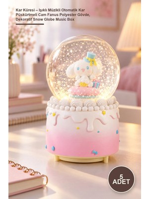 Yenilig 5 Adet Kar Küresi – Işıklı Müzikli Otomatik Kar Püskürtmeli Cam Fanus Polyester Gövde, Dekoratif Snow Globe Music Box