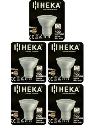 Vera Concept Store 6W (50W) 3000K Sarı Işık GU10 Duylu Dim Edilebilir LED Spot Ampul, 5 Adet