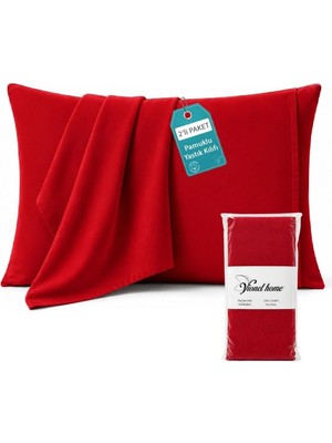 Vera Concept Store Pamuklu 2'li Kapaklı Yastık Kılıfı 50X70 cm - Yumuşak ve Nefes Alabilir (Kırmızı)