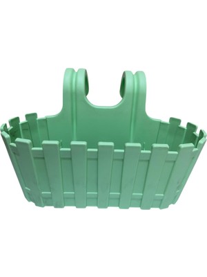 Vera Concept Store Plastik Balkon Saksısı, Yeşil, Çit Desenli, Askılı, Çiçeklik, Dekoratif 28X12