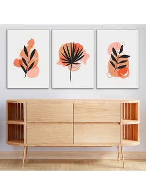 Vera Concept Store 3'lü Bohem Kanvas Tablo Seti 17 - Modern Boho Duvar Dekoru - Modern Çizgili Tasarım 3 Parça Tablo, 25X35 cm
