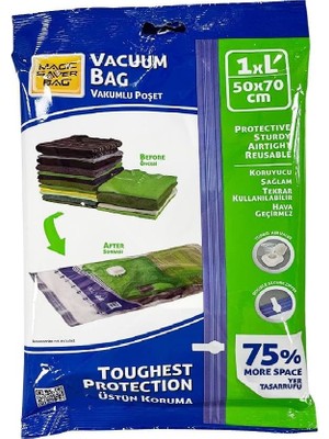 Vera Concept Store Magic Saver Bag Vakumlu Giyisi Yastık Yorgan Saklama Torbası Poşeti Hurç - Xl - 50X70 Cm. -1 Adet