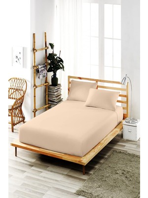 Vera Concept Store Kolay Ütülenen Lastikli Çarşaf Takımı-Kumaş-Yüksek Yataklar, Bej, 120X200