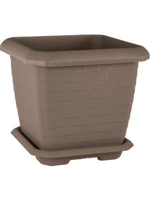 Vera Concept Store HK03 Hisar Kare Saksı No:3 Tabaklı 37 Cm, 25,5 Litre Mocha