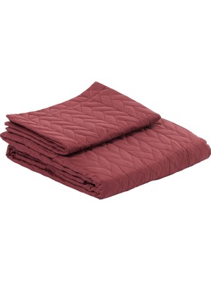 Vera Concept Store Taç Glory Kendinden DESENLI%100 Polyester Yatak Örtüsü Seti, Bordo, Tek Kişilik