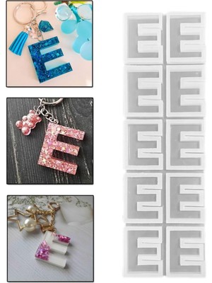 Vera Concept Store Epoksi Çoklu Silikon Kalıp Düz E Harfi Anahtarlık Reçine Seri Döküm Kalıbı 4 cm 10 Lu