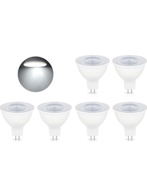 Vera Concept Store LED Ampuller MR16 Gu5.3, 5W 500LM Ac/dc 12 V Kısılabilir MR16 Spot Ampul, 50W Halojen Lamba, 120 ° Işın Açısı, 6'li Set (Renk: Havalı Beyaz 6000K)