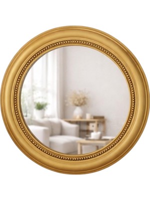 Vera Concept Store Dekoratif Yuvarlak Duvar Aynası 50 cm – Modern Çerçeveli Ayna, Salon Antre Banyo Için (Altın)