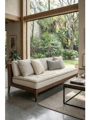 Vera Concept Store Keten Koltuk Şiltesi 5 cm Dolgulu | Koltuk Pedi, Balkon ve Sedir Için (Krem, 180X70)
