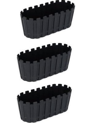 Vera Concept Store 3 Adet Akasya Saksı, Bahçe Balkon Saksı, Çit Saksı 30 cm (Antresit)