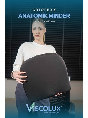 Vera Concept Store Anatomik Visco Ortopedik Minder - Ofis Araba Sandalye Minderi Siyah 44X36X9/2