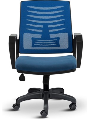 Vera Concept Store Metis Çalışma Koltuğu, Ofis Sandalyesi, Plastik Ayak, File Sırt, 32 Dns Sünger, Tekerlek Dahil, 57X53X95 cm (Mavi)
