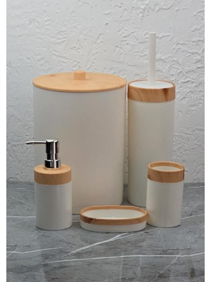 Vera Concept Store Banyo Takımı - 5li Banyo Seti - Ahşap Görünümlü - 5 Parça