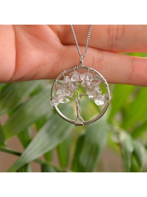 Vera Concept Store Kristal Kuvars Taşı Kolye - Hayat Ağacı