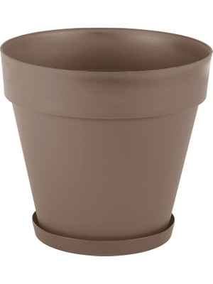 Vera Concept Store YS07 Yalı Saksı Drenaj Aparatlı Tabaklı Dekoratif Saksı 46,5cm, 46 Litre Mocha