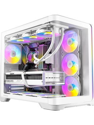 Vera Concept Store C5 Curve Argb White, 7X120MM Argb Fan Dahil, 270° Kavisli Panoramik Temperli Cam, 360MM Radyatör Desteği, Type-C 3.2 Gen 2, Mid-Tower Atx Oyun Kasası,