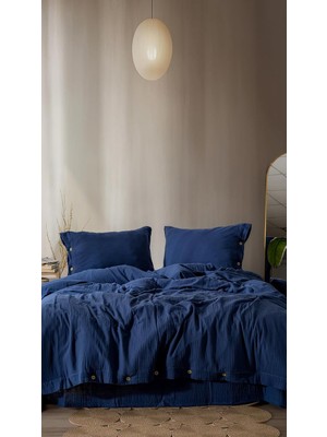 Vera Concept Store Cloudy Mood Müslin Nevresim TAKIMI,%100 Doğal Pamuk, Oeko-Tex Sertifikalı, Çift Taraflı, Tek/çift Kişilik, Terletmeyen (Lacivert, Çift Kişilik)