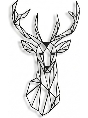 Vera Concept Store Metal Duvar Sanatı - Geometrik Geyik Kafası - 3D Duvar Silueti Metal Duvar Dekoru Ev Ofis Dekorasyonu Yatak Odası Oturma Odası Dekor Heykel (18 G x 30