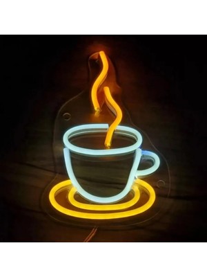 Vera Concept Store Kahve Fincanı Neon Işıklı Tablo, LED Duvar Dekoru
