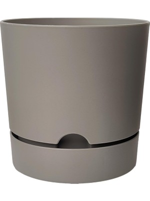 Vera Concept Store Begonya Saksı Tabaklı Drenajlı Mat Plastik Çiçek Saksısı (1 Adet, 3,3 Litre, 18CM, Bej)
