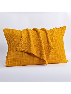 Vera Concept Store Püskül 2-Adet Müslin Yastık Kılıfı Seti 4-Katlı, 100% Pamuk Ultra Yumuşak Müslin Kumaş Yastık Kılıfları, Havadar Nem Emici Terletmeyen Yastık Kılıfı (