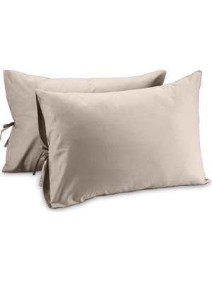 Vera Concept Store %100 Pamuk 50X70 cm Bağcıklı Yastık Kılıfı Seti (Taş)