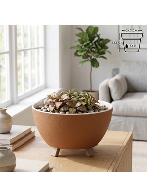 Vera Concept Store Sora Saksı Süzgeçli Ayaklı Delikli Plastik Aranjman Sukulent Saksısı (Turuncu, 3.6 Litre)
