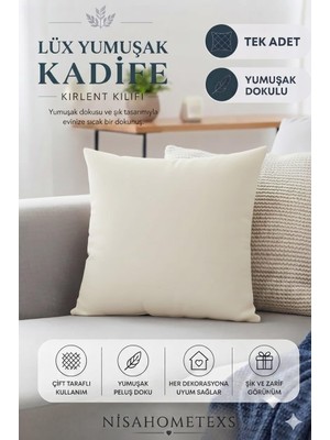 Vera Concept Store Lüks Yumuşak Dokulu Kadife Salon Kırlent Kılıfı (Krem, 50 cm x 50 Cm)