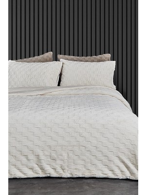 Vera Concept Store Kürk Yatak Örtüsü Yorgan Uyku Seti Tek Kişilik Çarşaflı Peluş Yumuşak Dolgulu Rody 3 Parça Beyaz