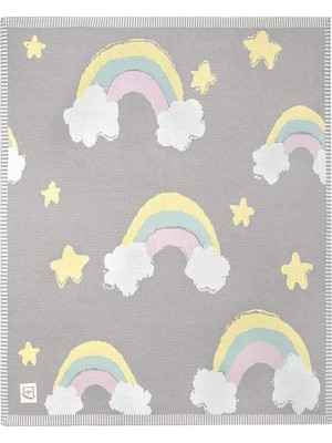 Vera Concept Store Gökkuşağı Organik Pamuk Triko Örgü Bebek Battaniyesi Rainbow