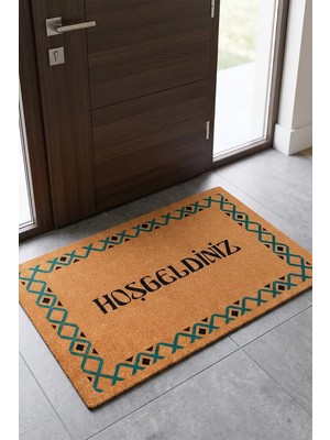 Vera Concept Store Kapı Önü Paspası, Kaymaz Taban, Dekoratif, 45 x 70 Cm, Turuncu