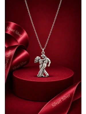 Silvari Silver Dans Eden Çift Parlak Unisex Tasarım 925 Ayar Gümüş Kolye