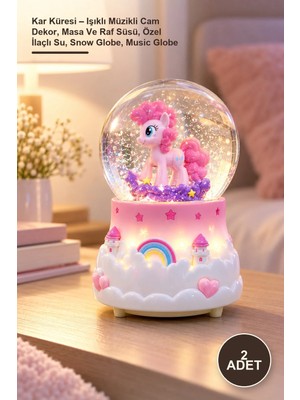 Yenilig 2 Adet Kar Küresi – Işıklı Müzikli Cam Dekor, Masa ve Raf Süsü, Özel Ilaçlı Su, Snow Globe, Music Globe